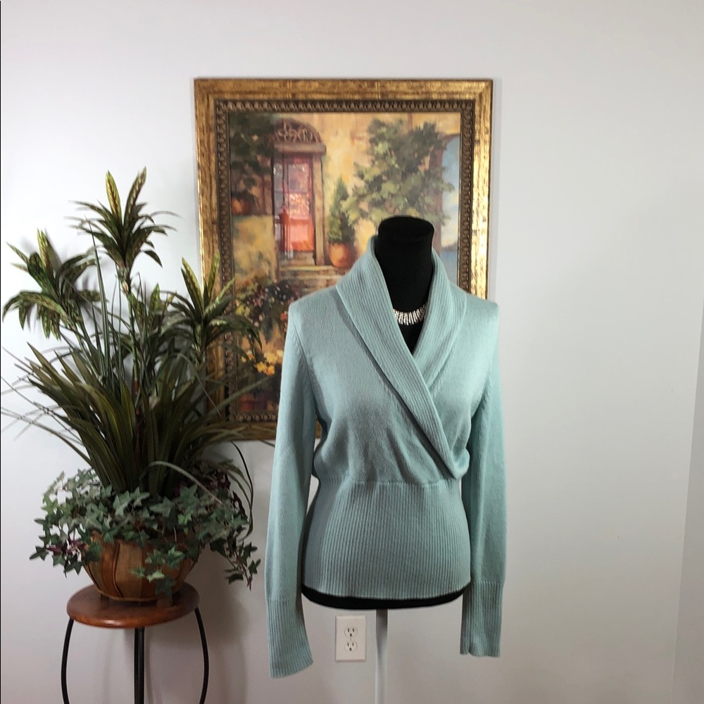 Casual Corner Women's Cowl Neck Sweater in Soft Blue size Large pullover long
